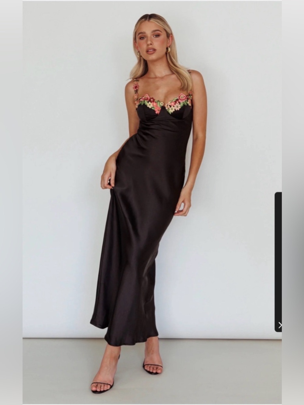 ANGEL BIBA Rose Garden Floral Applique
Midi Dress Dress in Black